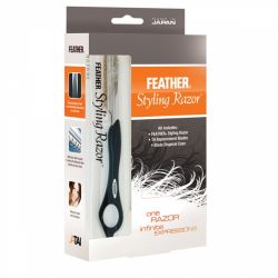 The Feather Black Styling Razor Standard Kit with 10 Feather Standard Blades